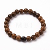 Natural Wood Round Beads Stretch Bracelets BJEW-JB05660-5