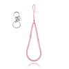 Natural  Rose Quart and Iron Alloy Lobster Claw Clasp Keychain HJEW-SW00007-18-1