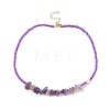 Natural Gemstone Chips & Glass Seed Beaded Necklace for Women NJEW-JN04200-5