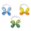 3Pcs 3 Colors Butterfly Glass Seed Beaded Stretch Finger Rings for Women RJEW-TA00150-1