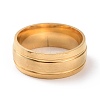 201 Stainless Steel Double Grooved Finger Ring for Women RJEW-I089-01G-2