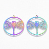 Ion Plating(IP) 201 Stainless Steel Filigree Pendants X-STAS-R102-14-2