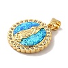 Rack Plating Brass Micro Pave Cubic Zirconia with Synthetic Opal Pendants KK-D088-13G-3