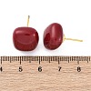 Square Brass & Plastic Stud Earrings for Women EJEW-G425-01G-01-5