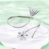 Flower Alloy Arm Cuff Bangles for Girl Women AJEW-A063-01G-P-3