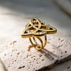 304 Stainless Steel Rhinestone Cuff Open Rings RJEW-H269-07G-1