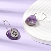 Natural Amethyst & 304 Stainless Steel Hoop Earrings for Women EJEW-G475-04P-09-3