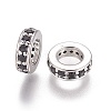 Brass Cubic Zirconia Rondelle European Beads KK-E772-02E-P-1