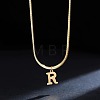 316 Surgical Stainless Steel Initial Pendant Flat Snake Chain Necklaces for Women WGC1053-18-1