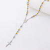 Vintage 304 Stainless Steel Round Rosary Bead Necklaces JJ1873-5-1