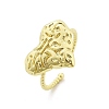 Heart Brass Cuff Rings for Women RJEW-C123-09G-4