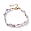 Natural Mixed Stone & Shell Pearl Beaded Bracelets Set BJEW-TA00041-4