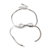 Bowknot Alloy Snake Chain Anklets AJEW-G059-04P-2