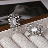 Brass Micro Pave Clear Cubic Zirconia Stud Earrings EJEW-A121-06P-1