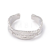 Brass Twist Rope Open Cuff Ring for Women RJEW-P079-02P-2