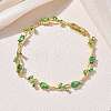 Brass Glass Flower Link Chain Bracelets KK-CBA7DFA-01G-01-1