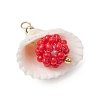 Clam Shell & Glass Seed Beaded Pendants PALLOY-MZ00526-4