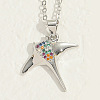 Brass Micro Pave Colorful Cubic Zirconia Pendant Necklaces for Women WGA87B1-04-1