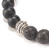 Natural Lava Rock & Synthetic Black Stone & Hematite Stretch Bracelet BJEW-JB08169-5