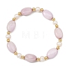 Natural Kunzite & Cultured Freshwater Pearl & Brass Beaded Strtetch Bracelets for Women BJEW-JB14124-02-2
