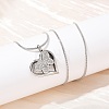 304 Stainless Steel Micro Pave Clear Cubic Zirconia Butterfly Heart Pendant Pet Urn Ashes Necklaces NJEW-S455-10P-1