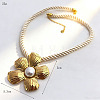 304 Stainless Steel Big Pendant RoundPolycotton Twisted Cord Necklaces for Women WG3C3B3-05-1