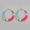 Bohemian Style Handmade Polymer Clay Heishi Beads Hoop Earrings for Girlfriend VY5399-1-1