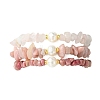 3Pcs 3 Styles Natural Mixed Gemstone Chip & Cultured Freshwater Pearl Beaded Stretch Bracelets Set for Women BJEW-JB13762-04-5