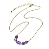 Natural Mixed Gemstone Column Round Beaded Pendant 304 Stainless Steel Cable Chains Necklaces for Women NJEW-JN06094-4