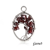 Stainless Steel Wired Natural Garnet Pendants PW-WGF707B-02-1