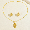 Brass Ring Pendant Necklace & Stud Earrings Sets for Women PL1796-3