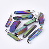 Electroplate Natural Quartz Crystal Pendants G-S279-22A-1