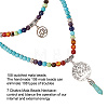 Synthetic Turquoise Bullet & Alloy Tree & Lotus Stone Pendant Necklace NJEW-AB00016-01-3
