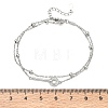 Brass Micro Pave Clear Cubic Zirconia Key Link 2-Strand Bracelets KK-CBA6980-20P-5