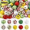 100Pcs 10 Styles Spray Painted Round Natural Schima Wood Beads WOOD-YW0001-85-1