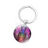 Seven Chakras Yoga Theme Glass Half Round/Dome Pendant Keychain WG14972-01-1