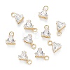 Brass Clear Cubic Zirconia Charms ZIRC-G170-15-2