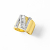 Brass Micro Pave Clear Cubic Zirconia Cuff Open Rings FS-WGA5D1D-14-1
