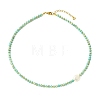 Natural Keshi Pearl Coin and Natural Amazonite Heishi Beaded Necklaces for Women NJEW-JN06344-2