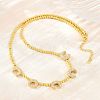 Brass Micro Pave Clear Cubic Zirconia Double Horn and Round Beaded Necklaces KK-CBA4547-06G-1