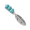 2Pcs 2 Colors Dyed Synthetic Turquoise Rondelle Beaded Pendants PALLOY-JF04682-4