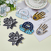 6Pcs 3 Style Evil Eye Theme Crystal Ball/Lotus/Hamsa Hand Embroidered Polyester Clothing Patches PATC-HY0001-22-3