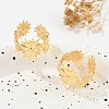 Flower Brass Cuff Rings for Women RJEW-B119-14G-03-3