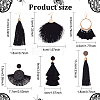 6 Pairs 6 Style Polyester Tassel Dangle Stud Earrings with Rhinestone EJEW-AN0003-35-2