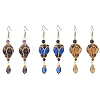 Natural Tiger Eye & Natural Lapis Lazuli & Natural Amethyst & Glass Beaded Dangle Earrings EJEW-MZ00686-3