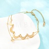 Moon 304 Stainless Steel Satellite Chains Double Layers Anklets BJEW-H643-08G-1