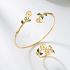 Sunflower Brass Enamel Cuff Bangles & Rings Sets for Women WGC9600-06-1