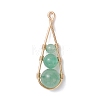 4Pcs 4 Styles Dyed Natural Quartz Crystal & Carnelian & Green Aventurine & Amethyst Round Beaded Pendants PALLOY-TA00347-02-3