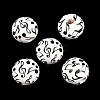 Printed Wood European Beads WOOD-G029-02-1