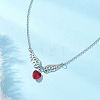 Red Heart with Alloy Angel Wings Pendant 304 Stainless Steel Cable Chain Necklaces NJEW-TA00218-1